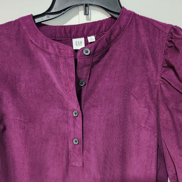 Gap Women's NEW Plum Purple Corduroy Short Puff Sleeves Mini Dress - Medium - Picture 4 of 8